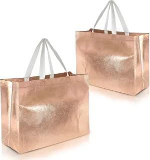 Nush Nush Rose Gold Gift Bags - Extra Large Size Set of 12 Reusable XL Gift Bags With Handles - 15.5Wx6Dx12H