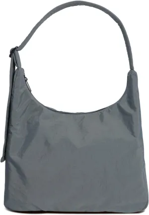 Nylon Shoulder Bag - Adjustable Quilted Strap, Structured Slouchy Design with Interior Zip Pocket