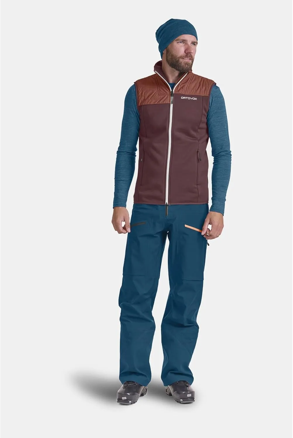 Ortovox Men’s Fleece Plus Vest, High-Performance Merino Wool Blend Zip Up Shell Vest for Freeride, Mountaineering & Ski Tours