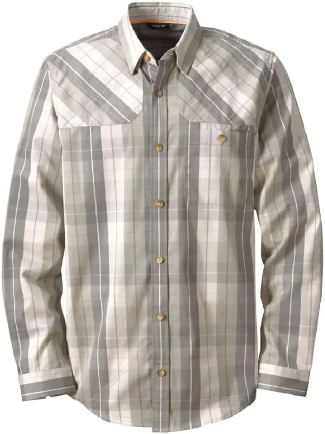 Orvis Men’s Midweight Shooting Shirt - Mens Button Down Long Sleeve Shirts with Ambidextrous Quilted Shooting Patches