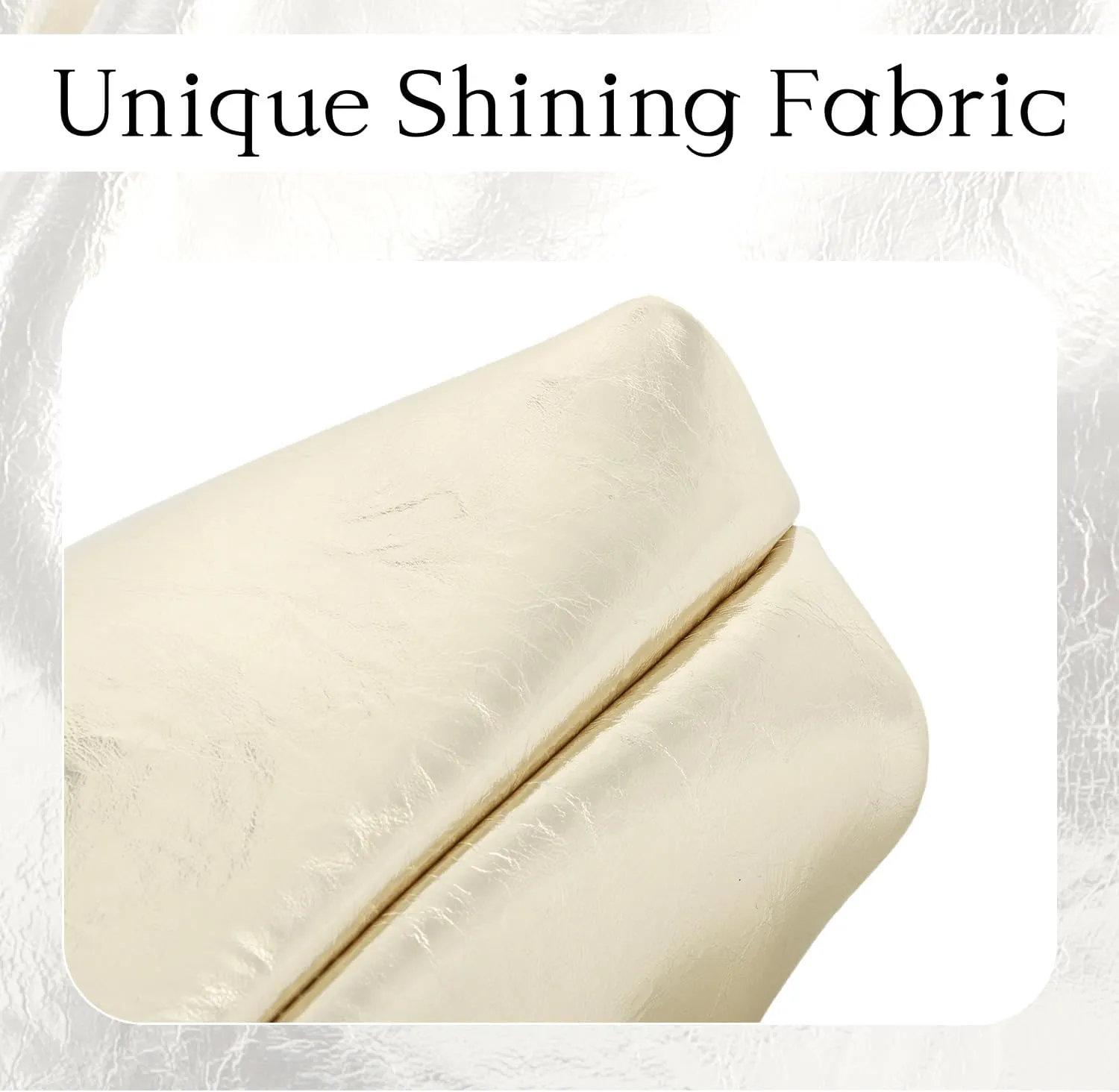 Oweisong Soft Leather Clutch Purse for Women Silver Cloud Evening Handbag Ruched Dumpling Bag for Vacation Party
