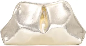 Oweisong Soft Leather Clutch Purse for Women Silver Cloud Evening Handbag Ruched Dumpling Bag for Vacation Party