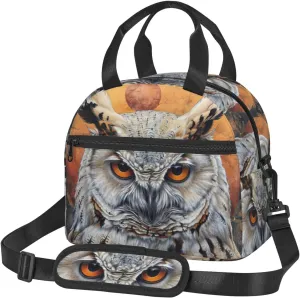 Owl Beliefs Print Lunch Bag For Women,Insulated Lunch Tote With Adjustable Shoulder Belt For Adult Travel Picnic