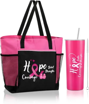 Paterr Cancer Gifts Cancer Awareness Tote Bag Well Soon Gifts Chemo Care Package 20oz Stainless Steel Tumbler