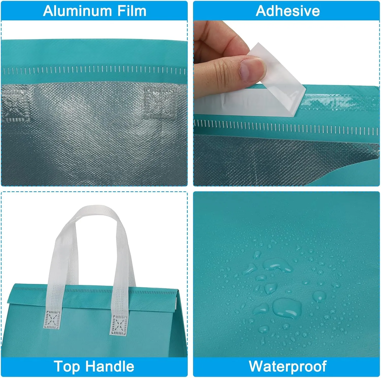PATIKIL Insulated Take Away Bags, 25 Pcs Insulation Cooler Bag Grocery Thermal Bags 11.8 x 7.9 x 12.6 Inch for Hot Cold Frozen Food Delivery, Blue