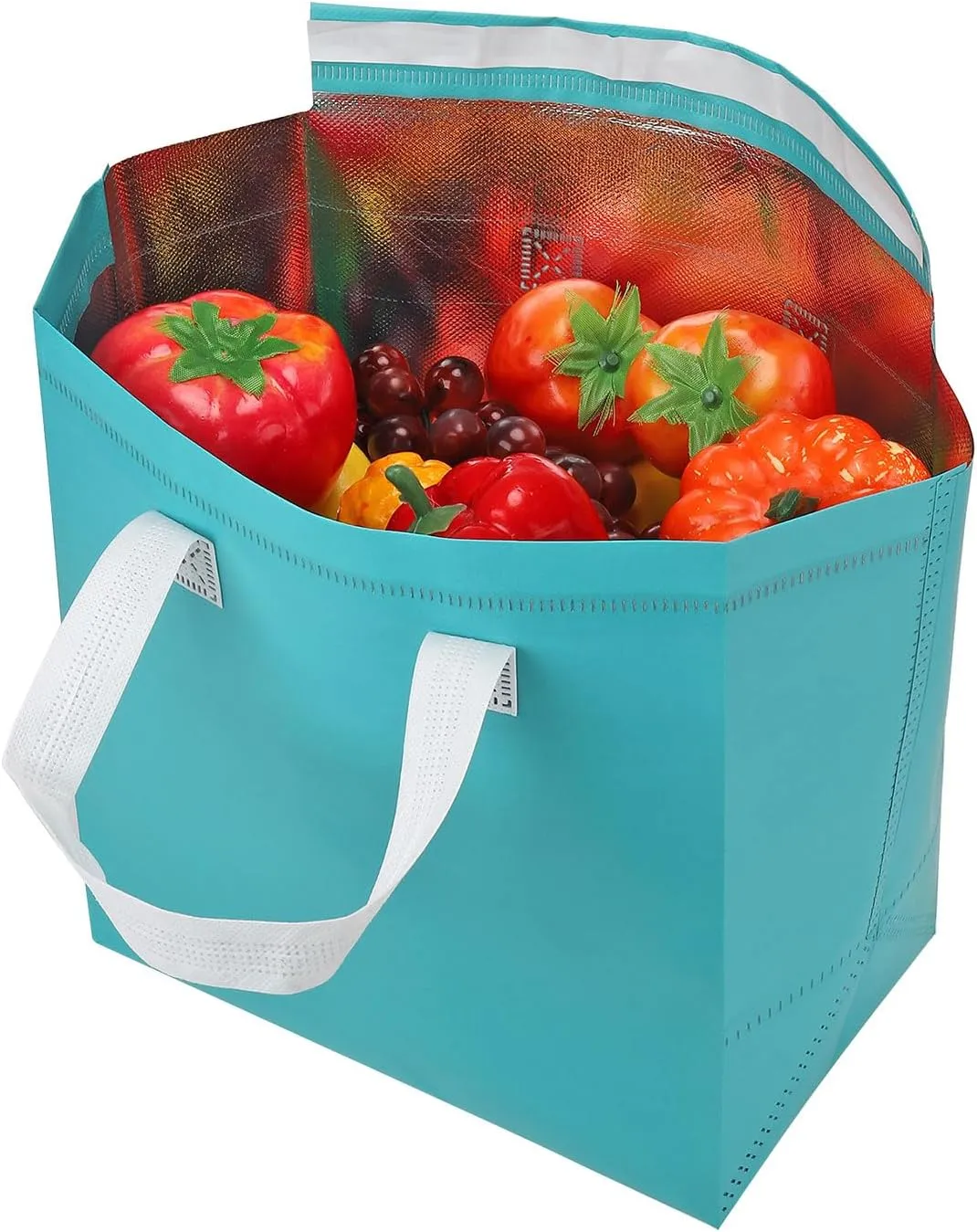PATIKIL Insulated Take Away Bags, 25 Pcs Insulation Cooler Bag Grocery Thermal Bags 11.8 x 7.9 x 12.6 Inch for Hot Cold Frozen Food Delivery, Blue