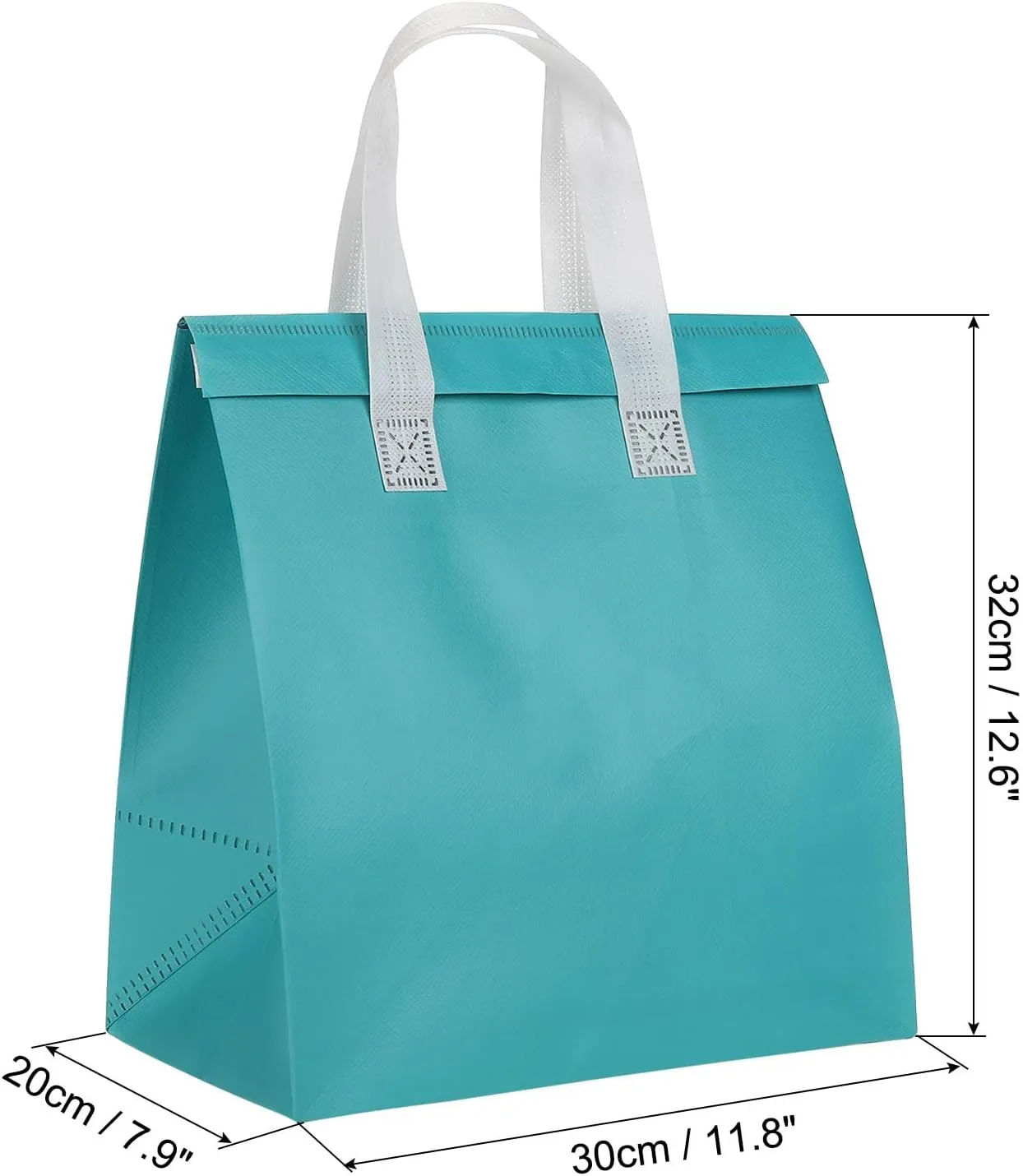 PATIKIL Insulated Take Away Bags, 25 Pcs Insulation Cooler Bag Grocery Thermal Bags 11.8 x 7.9 x 12.6 Inch for Hot Cold Frozen Food Delivery, Blue