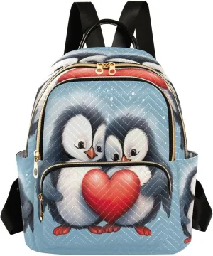Penguin Love Backpack Purse for Women Fashion Small Mini Daypack Purse for Lady Anti-theft Shoulder Bag Sports Hiking Ladies Daypack