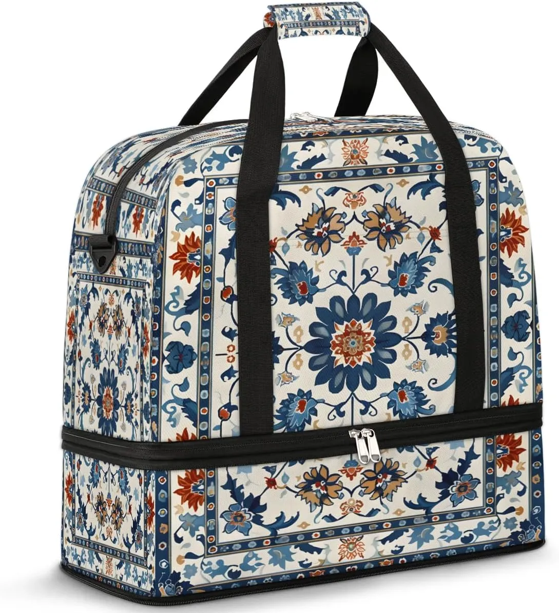 Persian Garden Bliss Travel Duffel Bag, Travel Essentials, Gym Bag for Women, Weekender Overnight Bag With Shoes Compartment, Carry On Bags for Airplanes