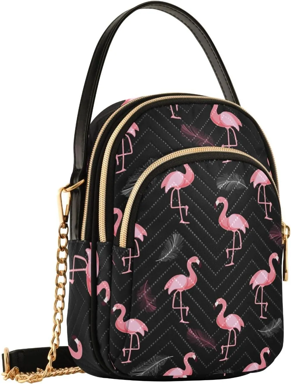 Phone Purse Women Small Cell Wallet Crossbody Bags Women's Mini Shoulder Bag Black Paisley Petals