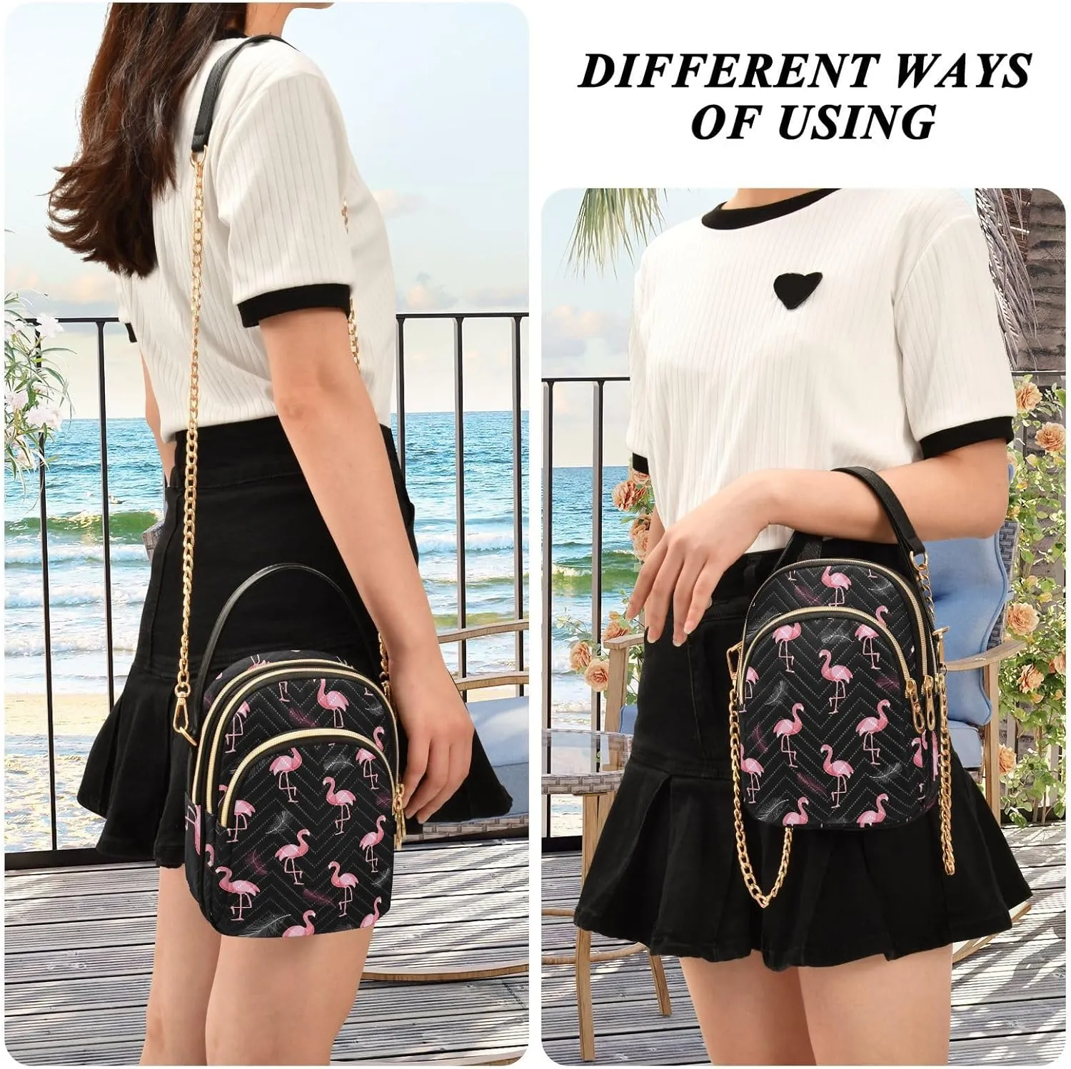 Phone Purse Women Small Cell Wallet Crossbody Bags Women's Mini Shoulder Bag Black Paisley Petals