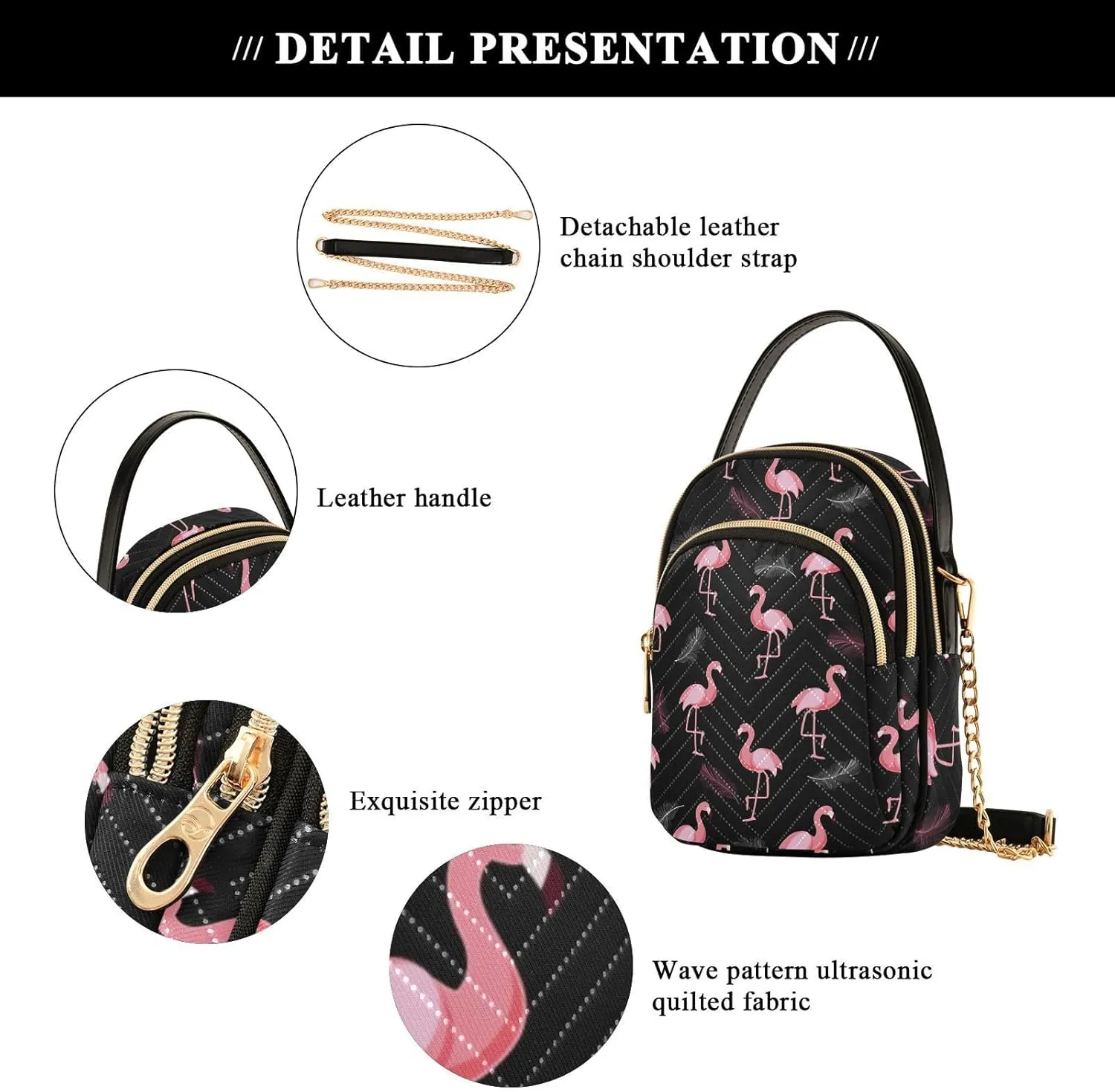Phone Purse Women Small Cell Wallet Crossbody Bags Women's Mini Shoulder Bag Black Paisley Petals