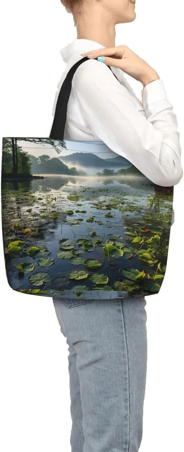 Pigment Print Tote Bag Shoulde Bag Handbag Grocery Bags Reusable For Office Shopping Travel Casual Work Holiday