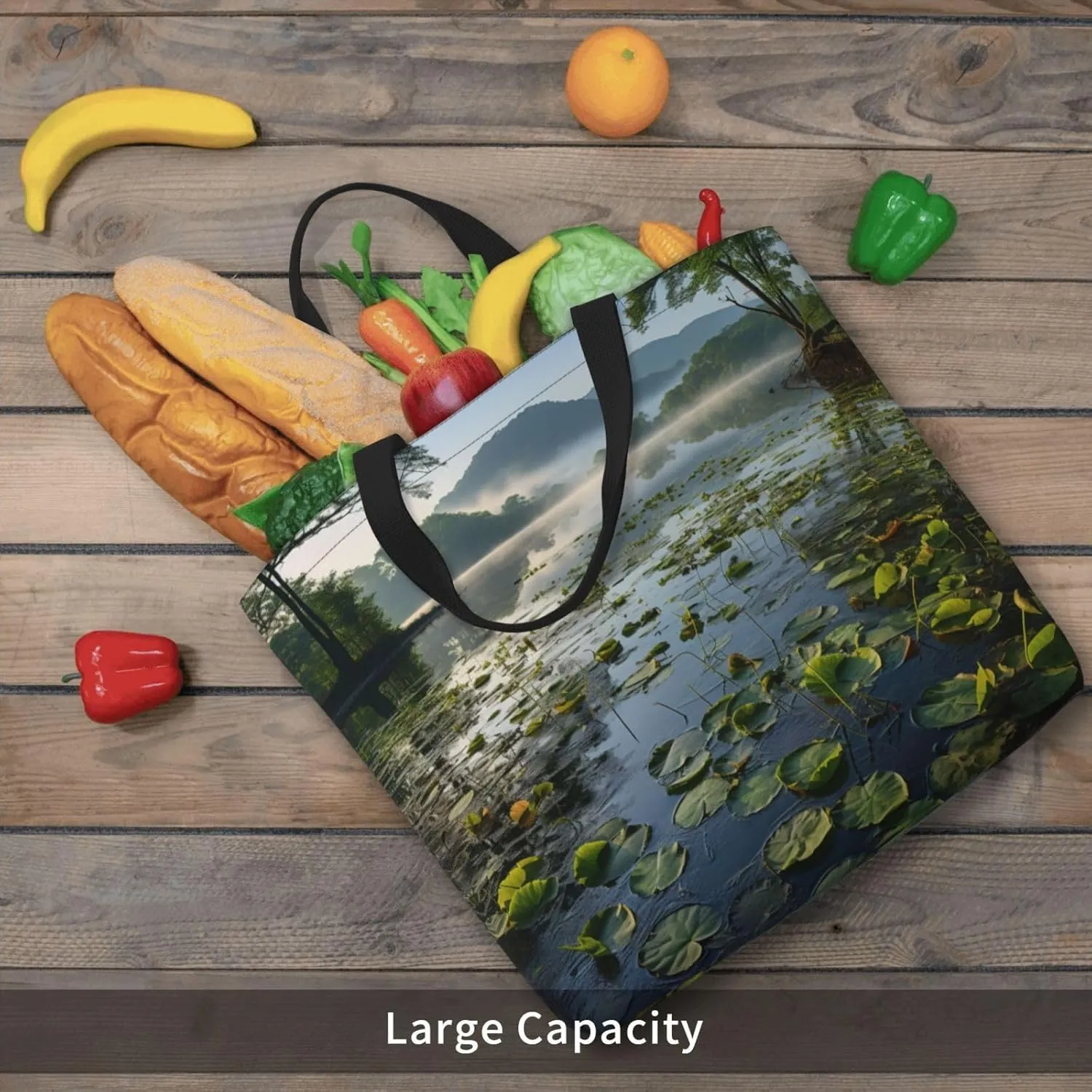 Pigment Print Tote Bag Shoulde Bag Handbag Grocery Bags Reusable For Office Shopping Travel Casual Work Holiday