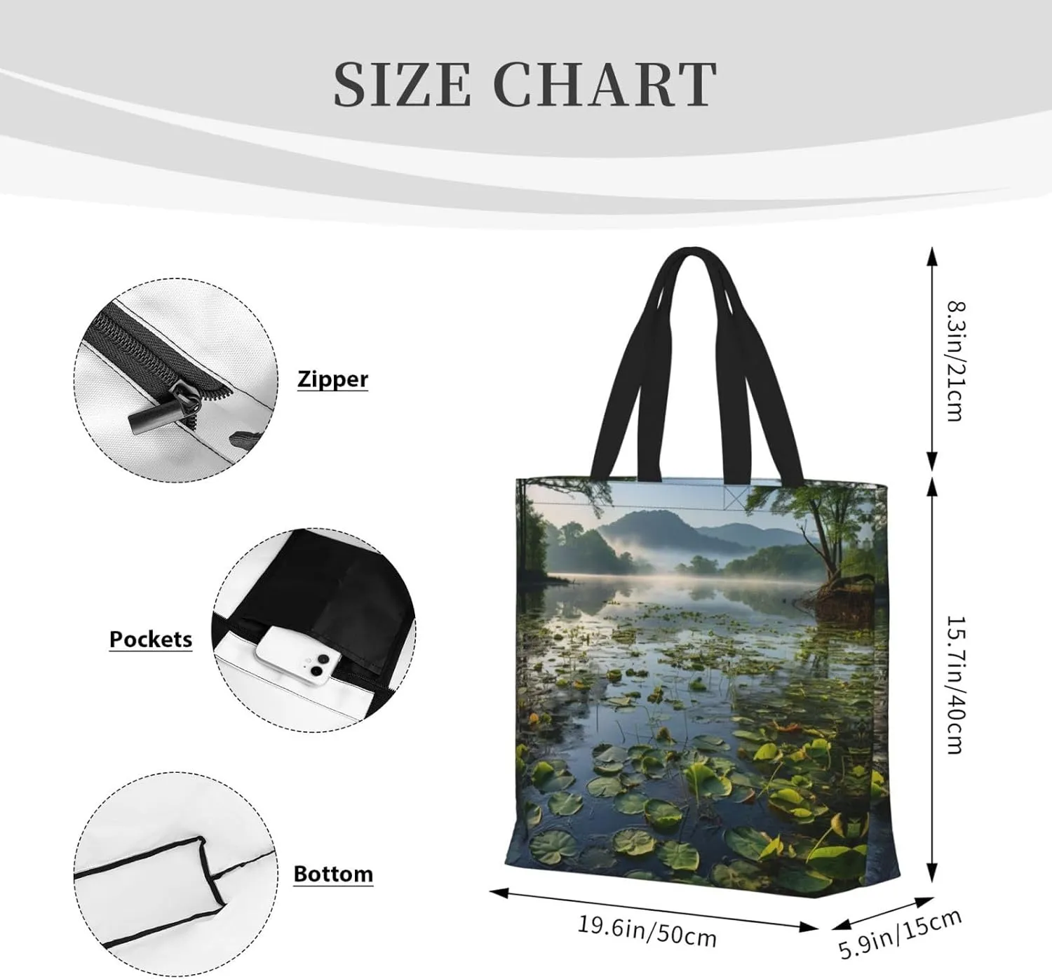 Pigment Print Tote Bag Shoulde Bag Handbag Grocery Bags Reusable For Office Shopping Travel Casual Work Holiday