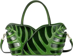 PIJUSHI Designer Leaf Handbags for Women Top Handle Satchel Shoulder Bag