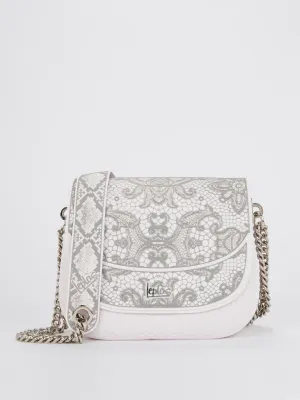 Pink-Grey Big Dafne Lace Shoulder Bag