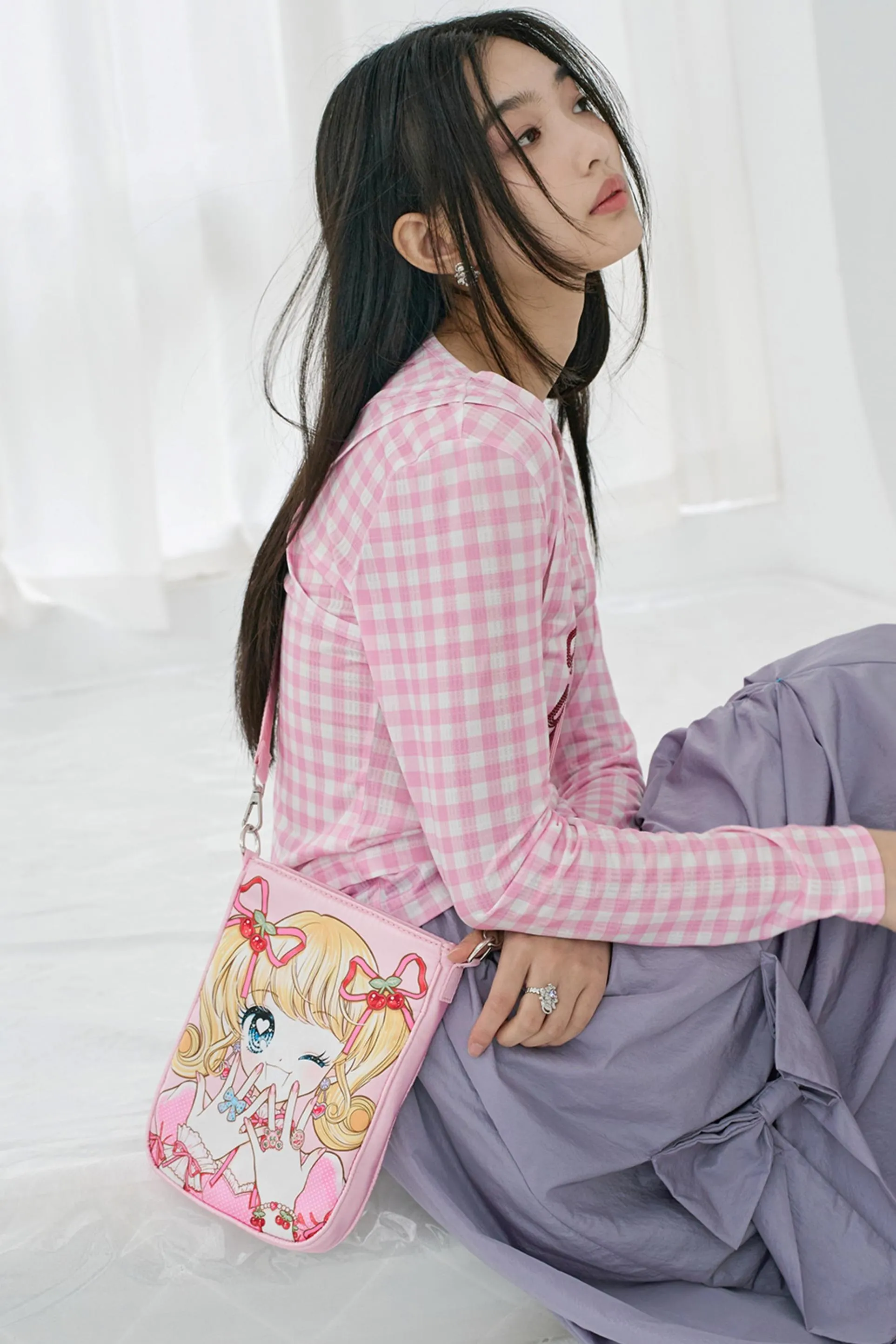 Pink Satin Crossbody Bag