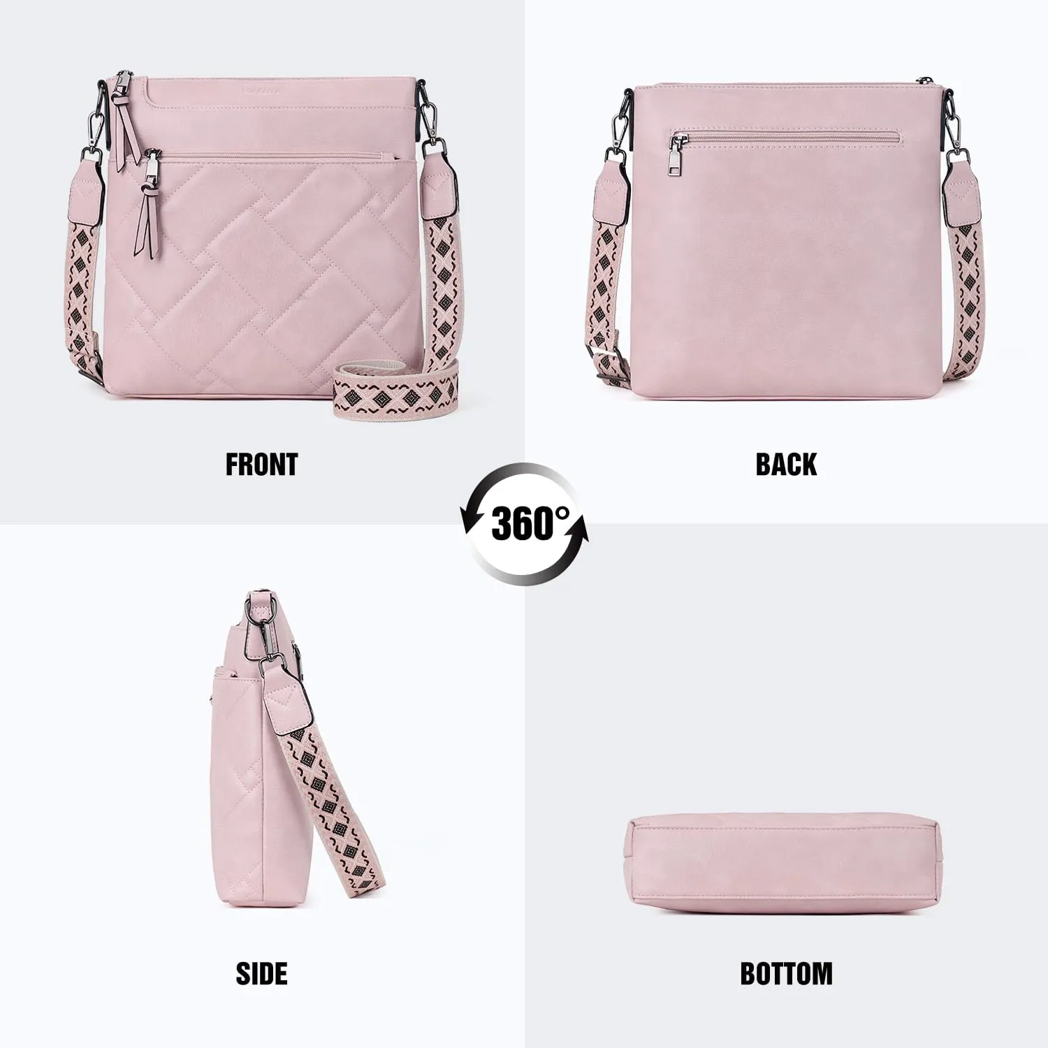 POIUGOYA Quilted Crossbody Bags for Women Trendy,Vegan Leather Medium Shoulder Handbags Travel Purse with RFID Card Slots