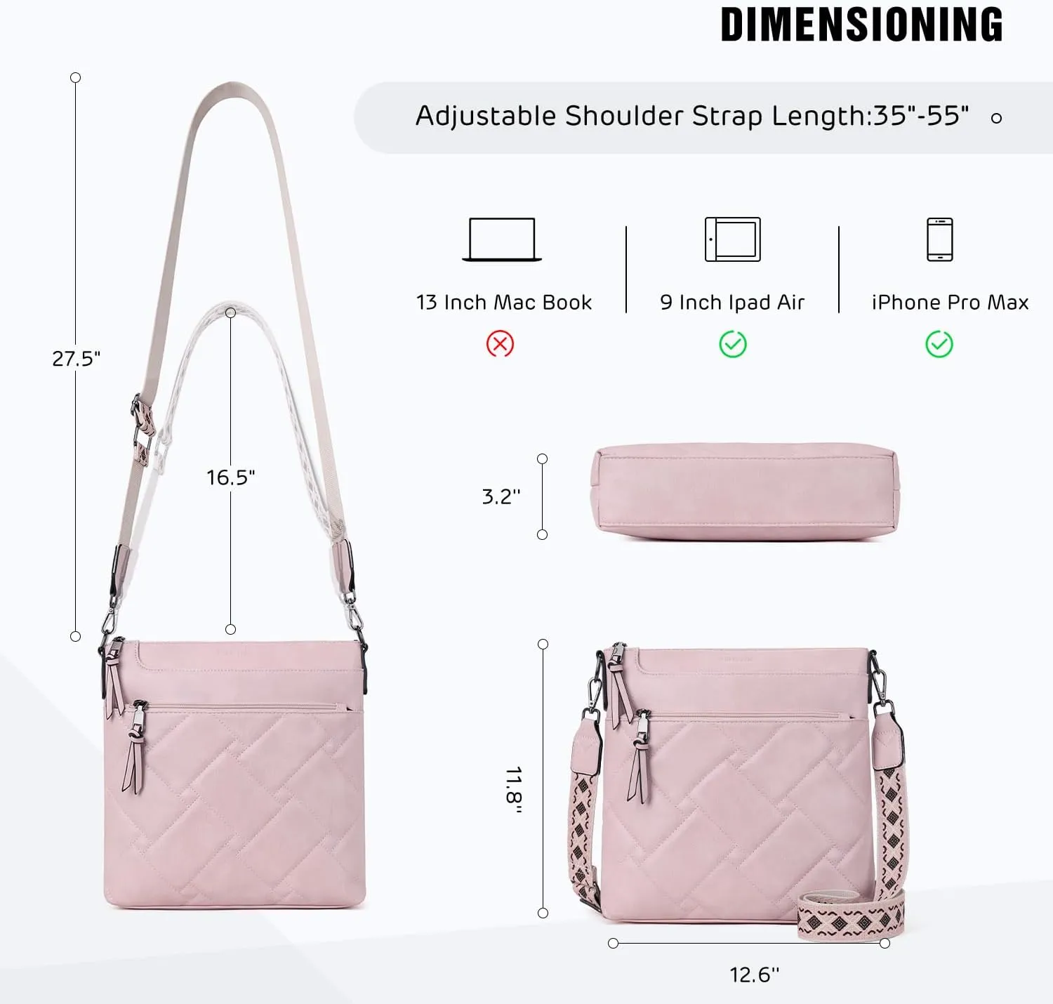 POIUGOYA Quilted Crossbody Bags for Women Trendy,Vegan Leather Medium Shoulder Handbags Travel Purse with RFID Card Slots