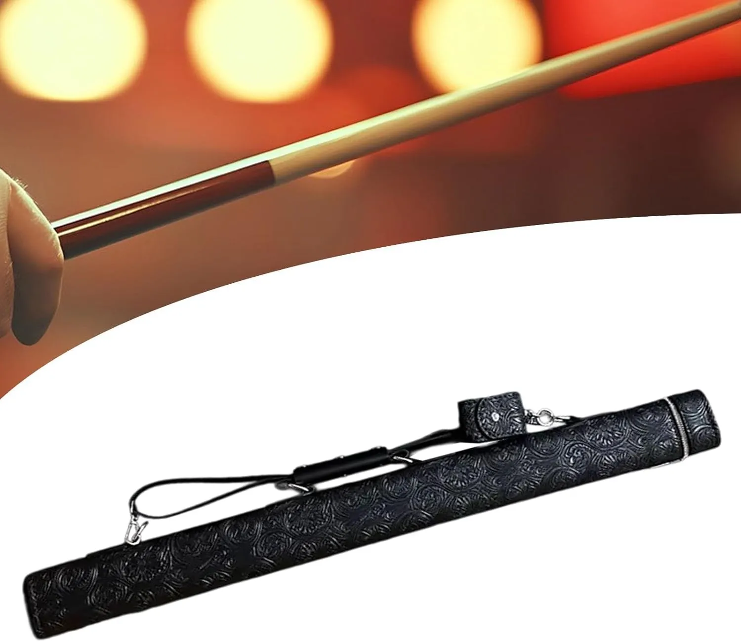 Pool Cue Barrel Billiard Cue Case Professional Stylish 1/2 Protective with Adjustable Shoulder Strap PU Leather Shoulder Bag