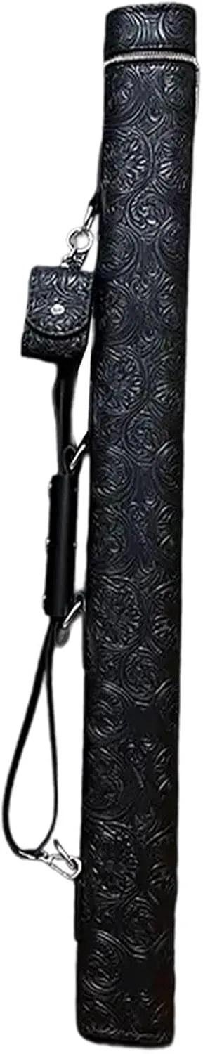 Pool Cue Barrel Billiard Cue Case Professional Stylish 1/2 Protective with Adjustable Shoulder Strap PU Leather Shoulder Bag