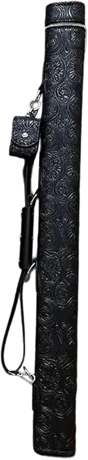 Pool Cue Barrel Billiard Cue Case Professional Stylish 1/2 Protective with Adjustable Shoulder Strap PU Leather Shoulder Bag
