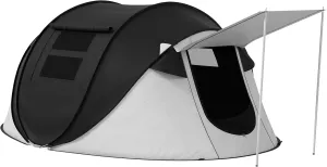 Pop Up Tent Instant Camping with Porch and Carry Bag 3000mm for 2-3 People Black (Poles Included), Durability Outdoor Use
