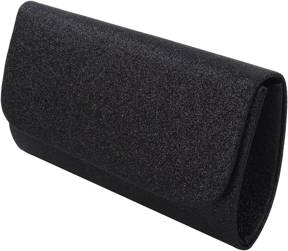 Premium Small Metallic Glitter Flap Clutch Evening Bag Handbag
