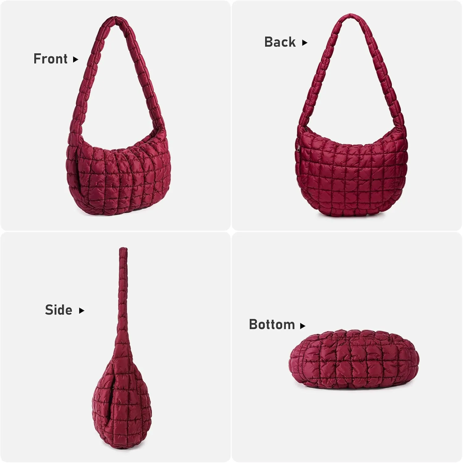 Puffer Bag for Women,Large Lightweight Quilted Tote Bag for Women Puffy Hobo Crossbody Handbags with Padding,Zip Pockets