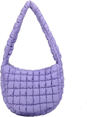 Puffer Carryall Tote Bag for Women Quilted Shoulder Bag for Travel Lightweight Cotton Padded Hobo Handbag