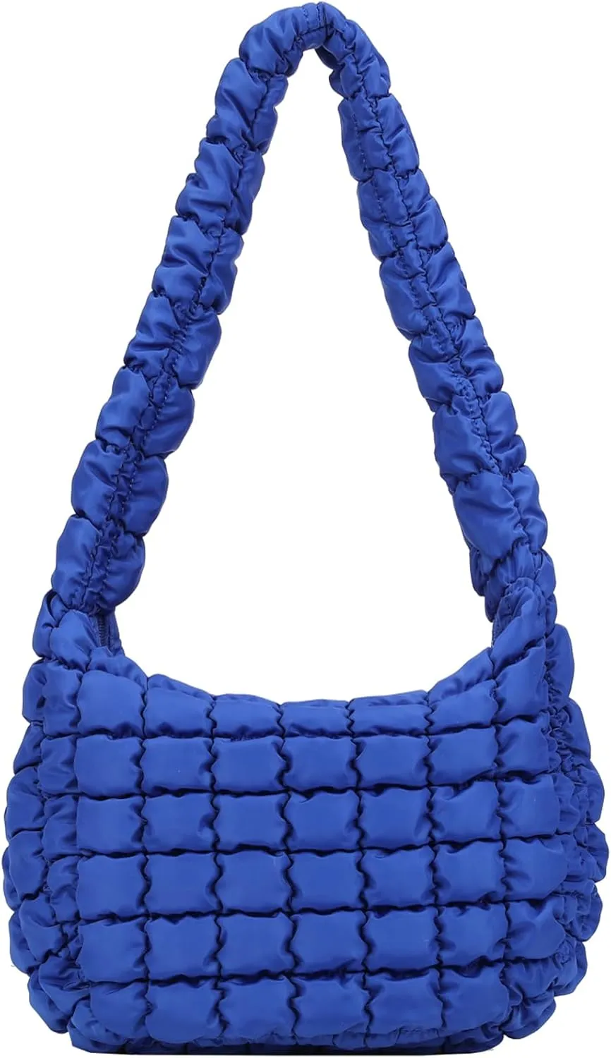 Puffer Carryall Tote Bag for Women Quilted Shoulder Bag for Travel Lightweight Cotton Padded Hobo Handbag