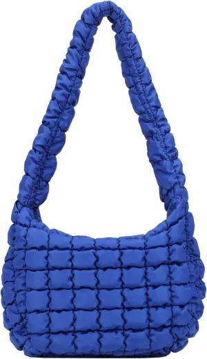 Puffer Carryall Tote Bag for Women Quilted Shoulder Bag for Travel Lightweight Cotton Padded Hobo Handbag