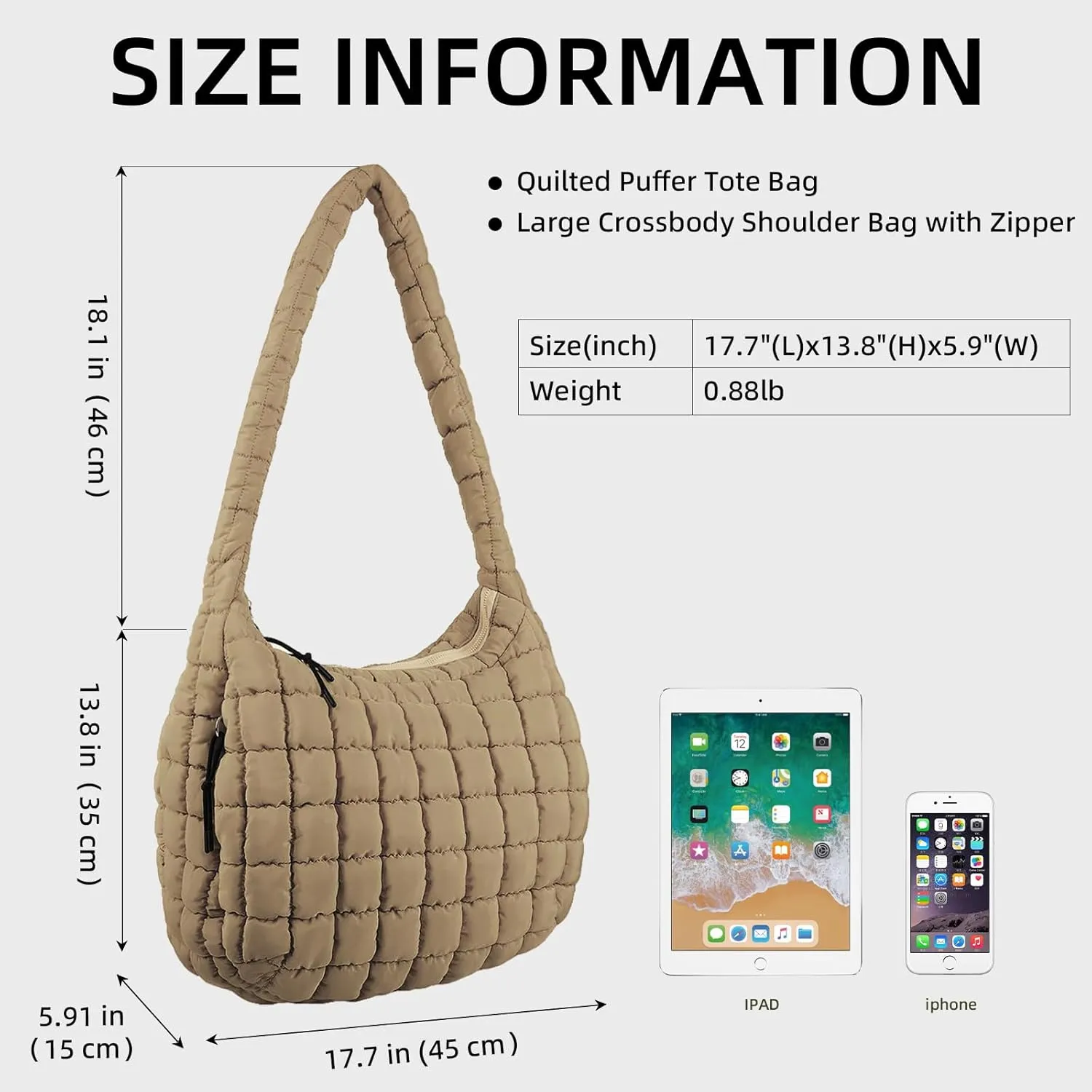 Puffer Quilted Shoulder Bag Large Puffer Tote Bag for Women,Hobo Quilted Tote Bag Crossbody Shoulder Handbags Puff Purse