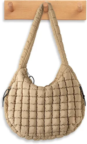 Puffer Quilted Shoulder Bag Large Puffer Tote Bag for Women,Hobo Quilted Tote Bag Crossbody Shoulder Handbags Puff Purse