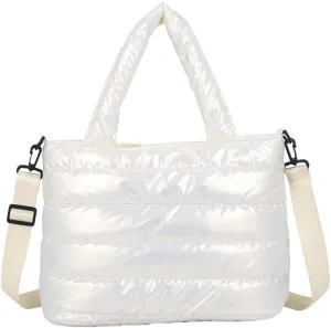 Puffer Shoulder Bag Women Quilted Cotton Handbag Lightweight Crossbody Tote Stylish Soft Cloud Purse for Daily Use