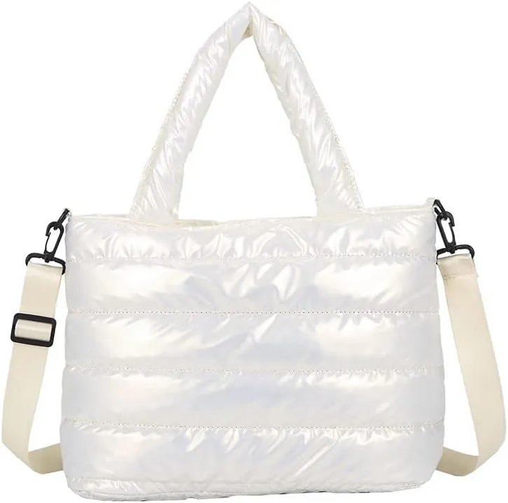 Puffer Shoulder Bag Women Quilted Cotton Handbag Lightweight Crossbody Tote Stylish Soft Cloud Purse for Daily Use