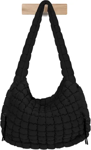 Puffer Tote Bag for Women Large Lightweight Crossbody Shoulder Bag Quilted Puffy Hobo Handbags