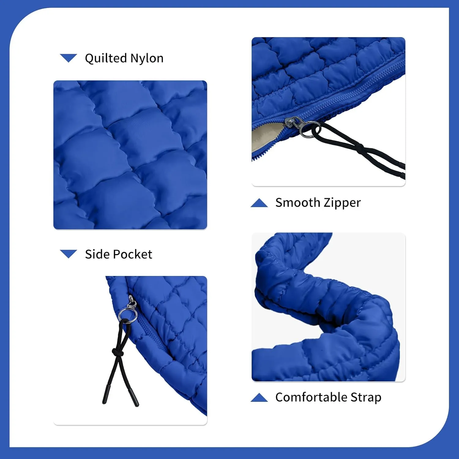 Puffer Tote Bag for Women, Large Puffy Quilted Crossbody Purse with Zipper Lightweight Shoulder Bag Handbag
