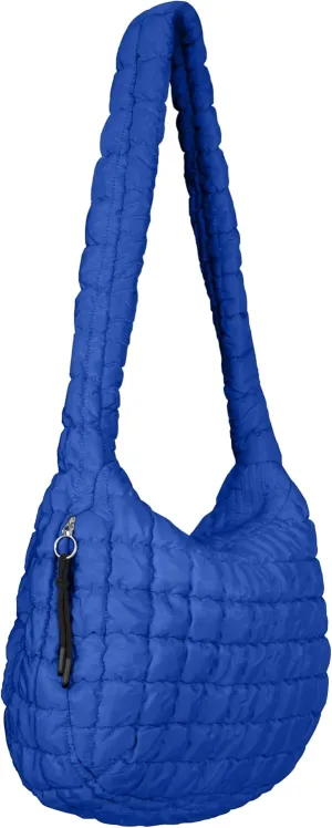 Puffer Tote Bag for Women, Large Puffy Quilted Crossbody Purse with Zipper Lightweight Shoulder Bag Handbag