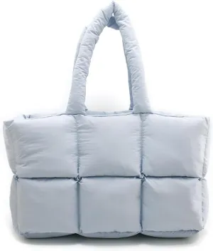 Puffer Tote Bag for Women, Large Puffy Tote Hobo Bag Quilted Handbag Lightweight Padding Satchel Purse Shopper Bags