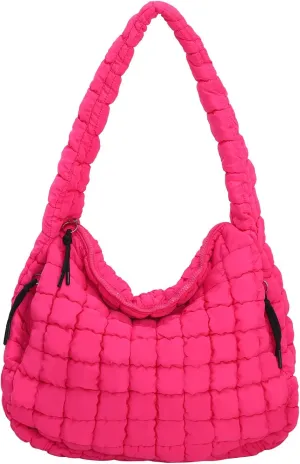 Puffer Tote Bag for Women Large Quilted Carryall Bag Soft Puffy Crossbody Lightweight Shoulder Handbags Work Travel