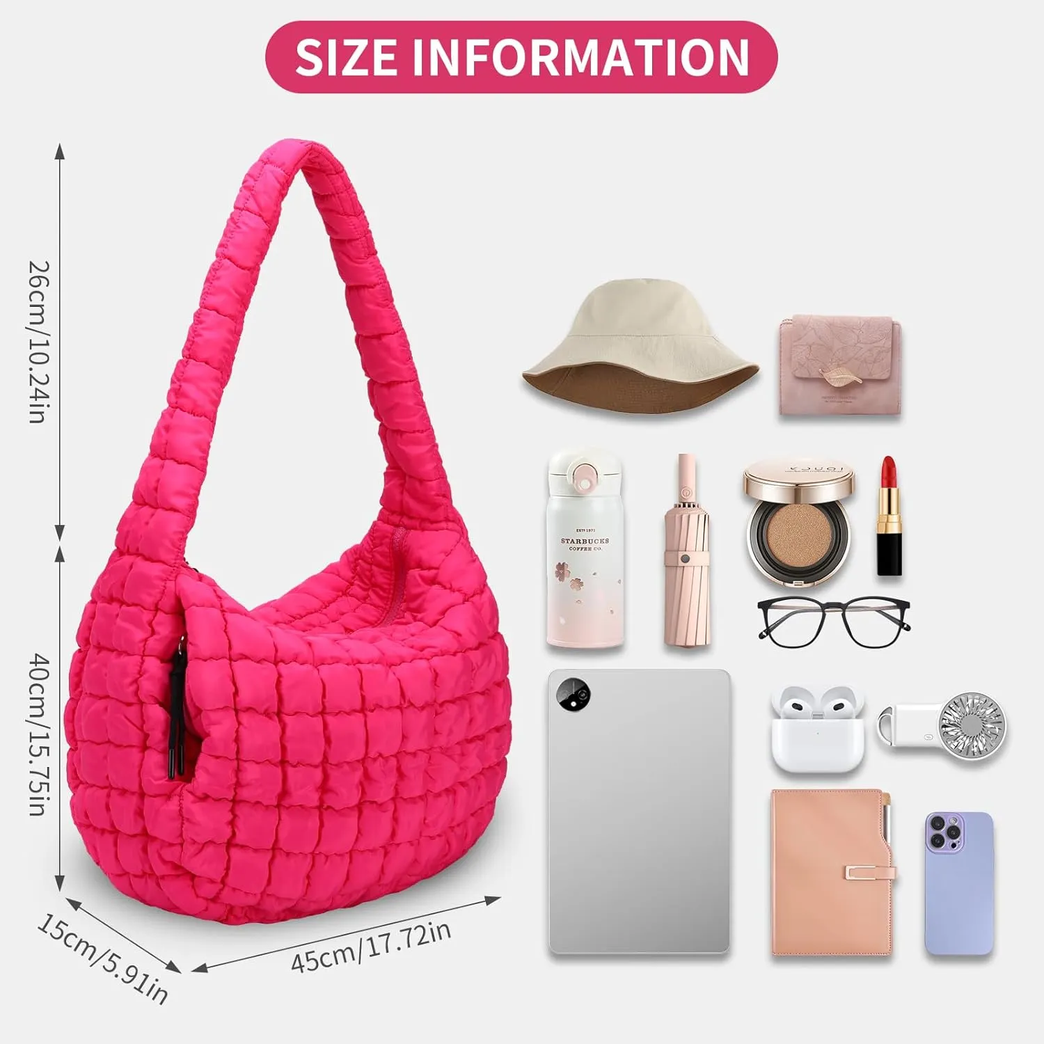 Puffer Tote Bag for Women Large Quilted Carryall Bag Soft Puffy Crossbody Lightweight Shoulder Handbags Work Travel