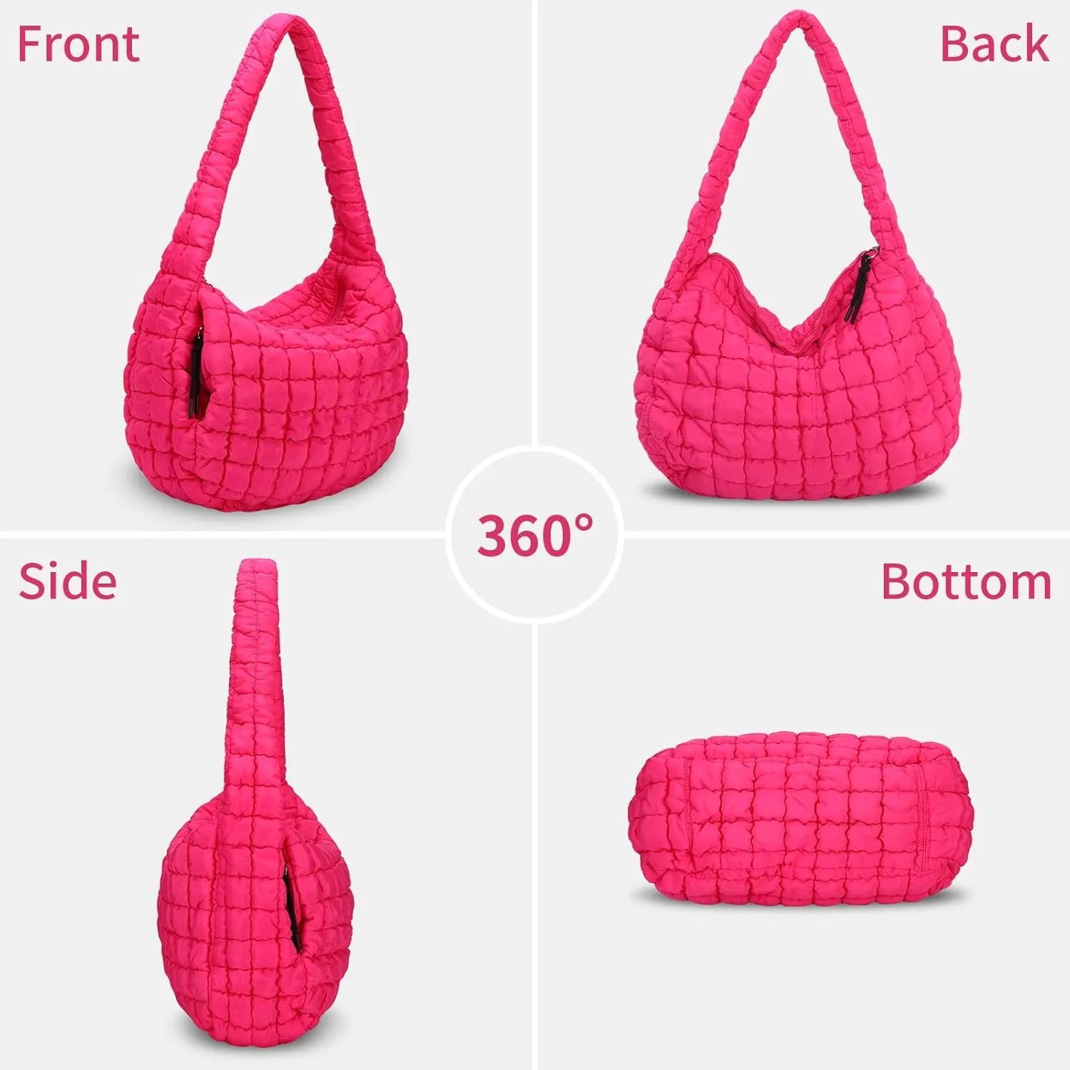 Puffer Tote Bag for Women Large Quilted Carryall Bag Soft Puffy Crossbody Lightweight Shoulder Handbags Work Travel