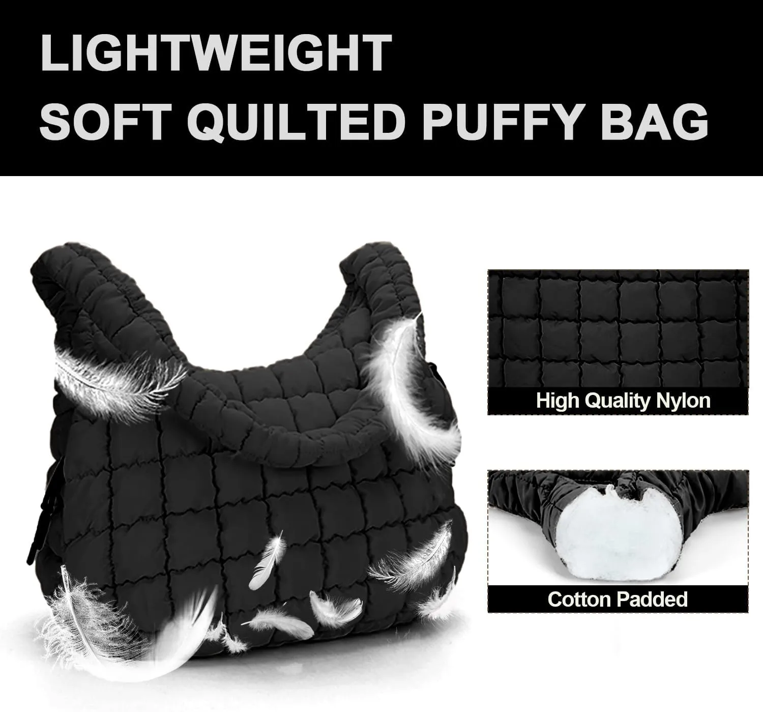 Puffer Tote Bag for Women Large Quilted Puffy Tote Bags Quilted Crossbody Bag Soft Puff Shoulder Bags Padding Hobo Bag