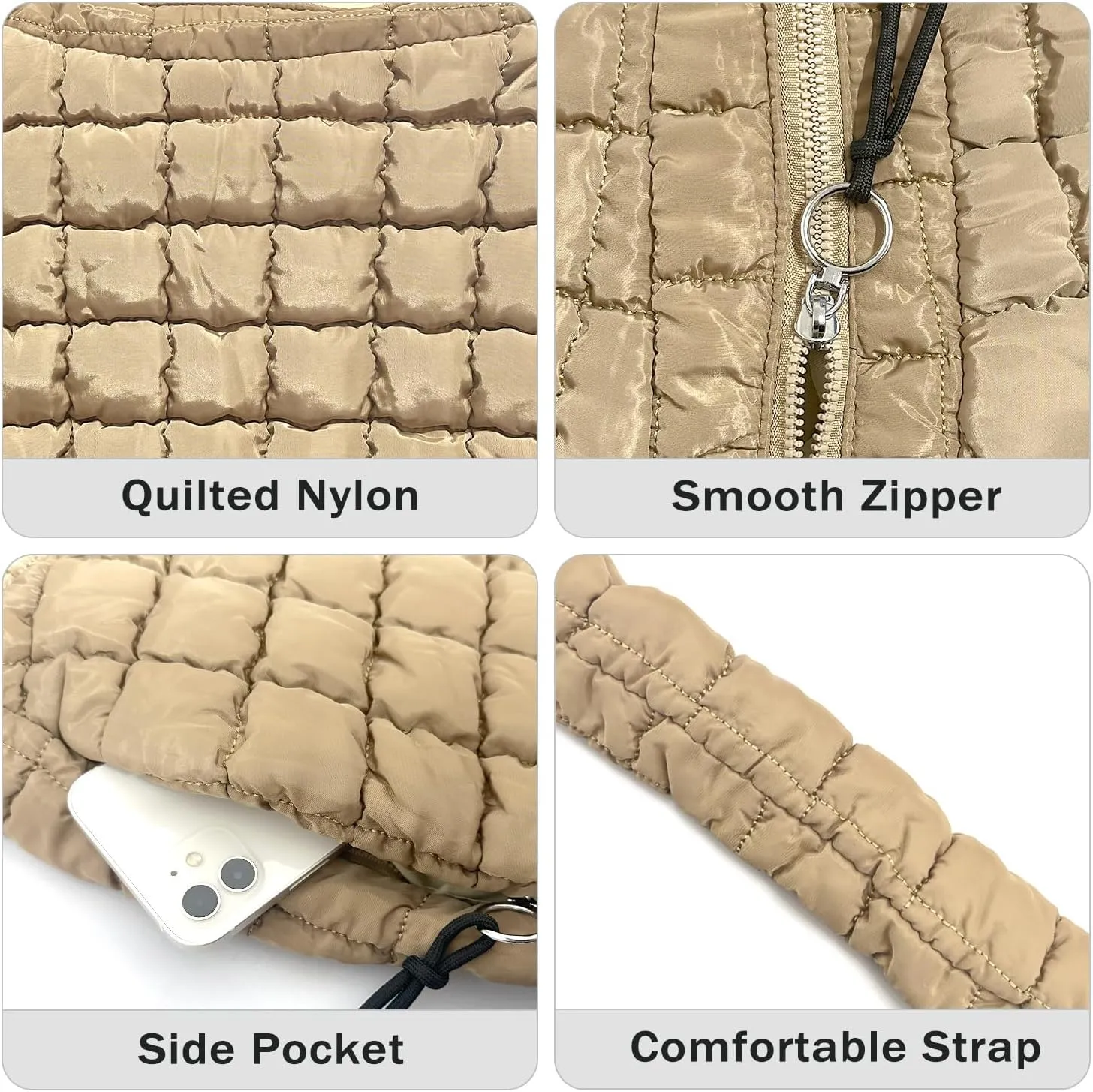 Puffer Tote Bag for Women Large Quilted Tote Bag Crossbody Lightweight Nylon Puffy Hobo Bag Carryall Shoulder Bag for Women