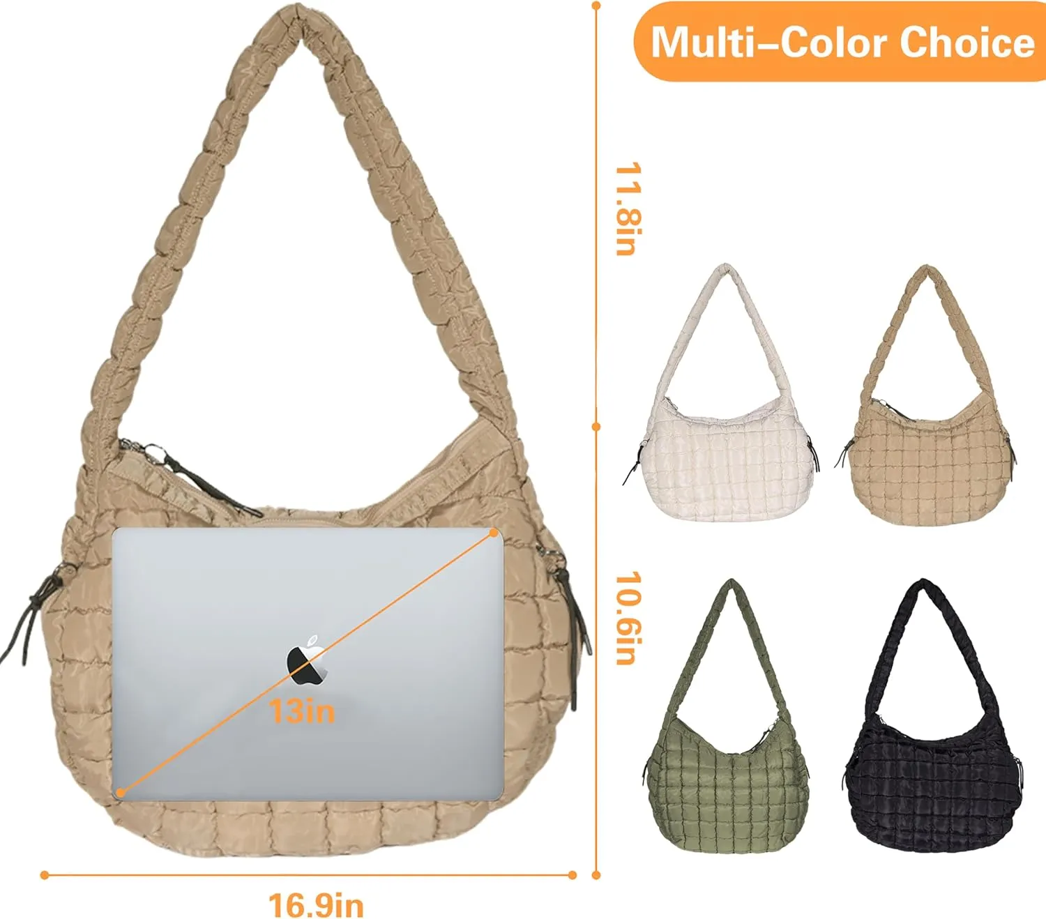 Puffer Tote Bag for Women Large Quilted Tote Bag Crossbody Lightweight Nylon Puffy Hobo Bag Carryall Shoulder Bag for Women
