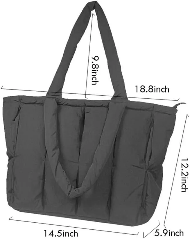 Puffer Tote Bag For Women Luxury Quilted Puffy Handbag Light Winter Shoulder Bag