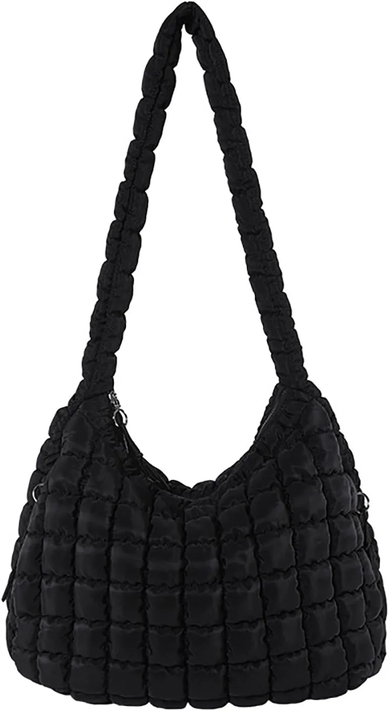 Puffer Tote Bag for Women Quilted Carryall Bags Large Crossbody Bag Puffy Shoulder Bag Lightweight Hobo Handbags