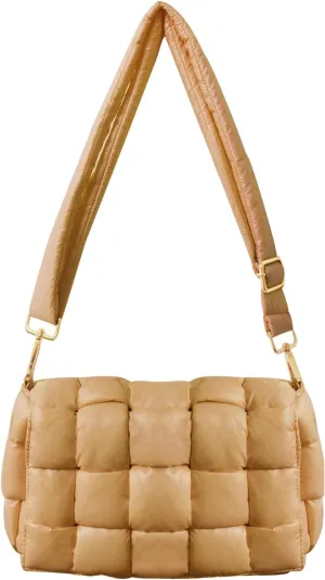 Puffer Woven Crossbody Bag Purse Handbags for Women, Quilted Hobo Carryall Bag Shoulder Bags with Adjustable Strap